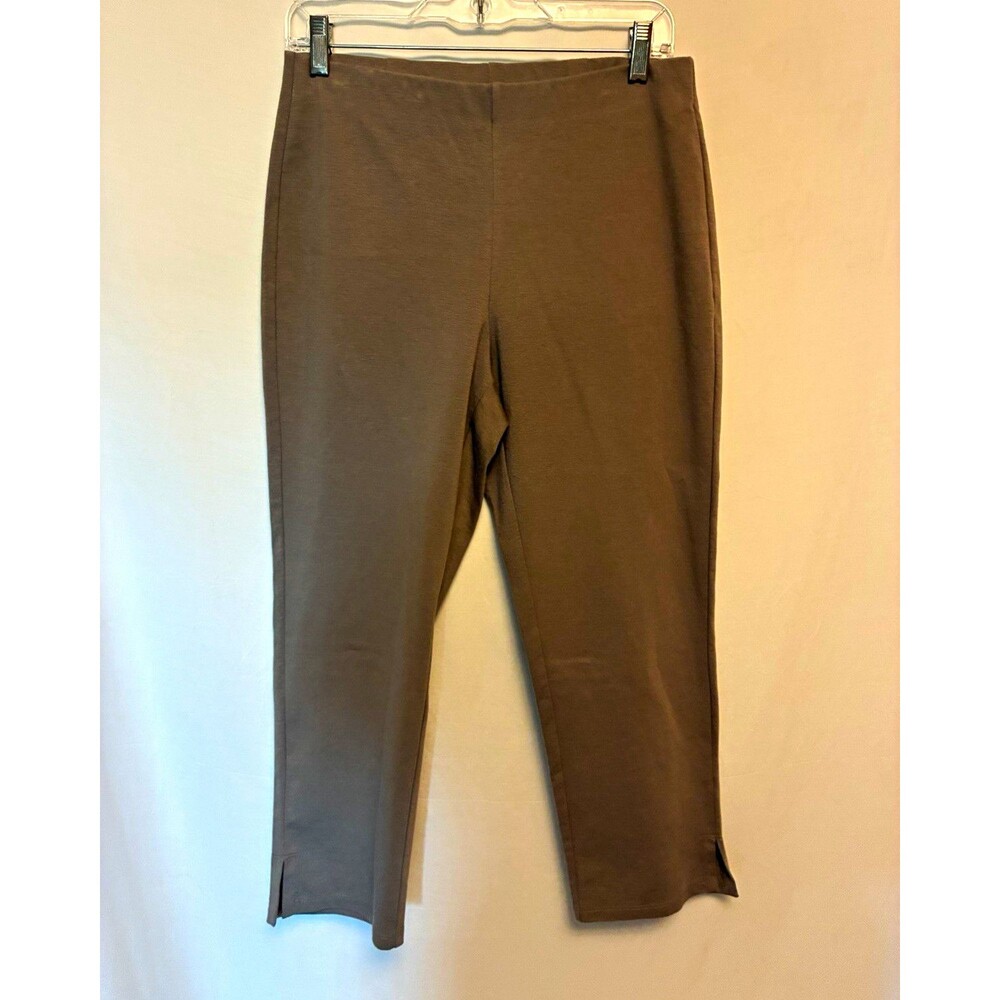Eileen Fisher Women’s Ankle Pants Petite PM Beige Solid Flat Cotton pull on